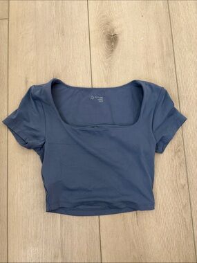 aerie Blue Scoop Neck Crop Top
